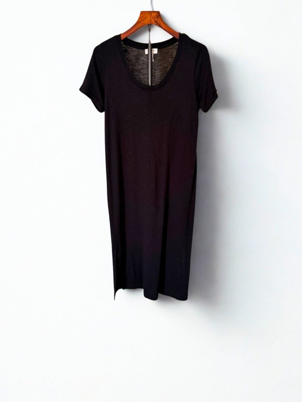 Jessica Simpson Black T-Shirt Midi Dress Side Slit Soft Jersey